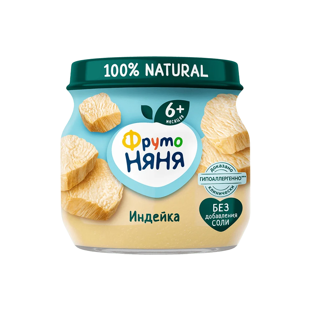 Фрутоняня детское пюре, пюре, 80 г, 1 шт, индейка фото
