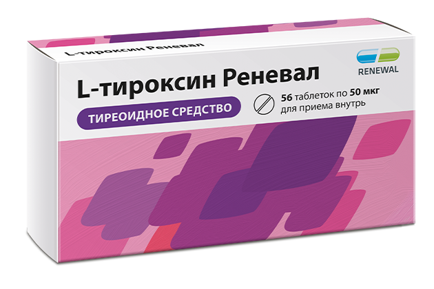 L-Тироксин Реневал, 50 мкг, таблетки, 56 шт. фото