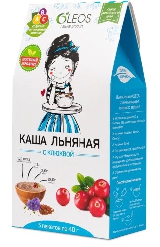 Oleos Каша льняная с клюквой, каша, 40 г, 5 шт. фото