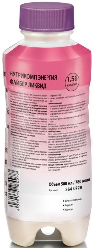 Нутрикомп энергия файбер Ликвид, смесь для энтерального питания, 500 мл, 1 шт, нейтральный фото
