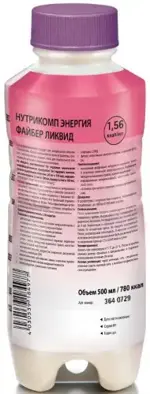 Нутрикомп энергия файбер Ликвид, смесь для энтерального питания, 500 мл, 1 шт, нейтральный фото 