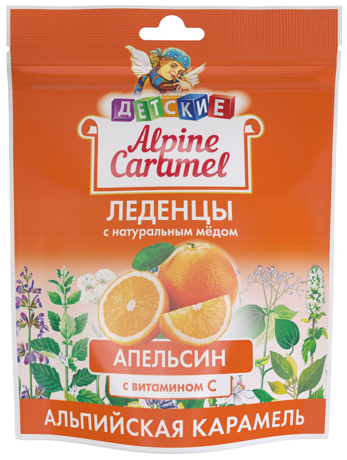 Альпийская карамель Детские леденцы с натуральным медом, леденцы, 75 г, 1 шт, апельсин фото