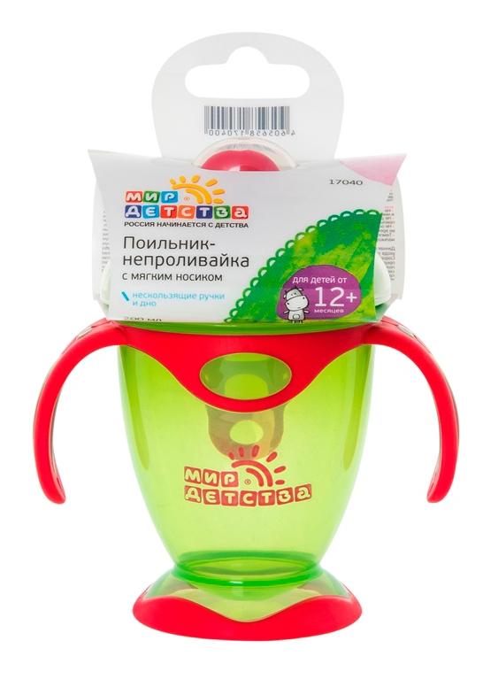 Мир Детства Поильник-непроливайка с мягким носиком 12 мес+, 200 мл, 1 шт, арт. 17040 фото