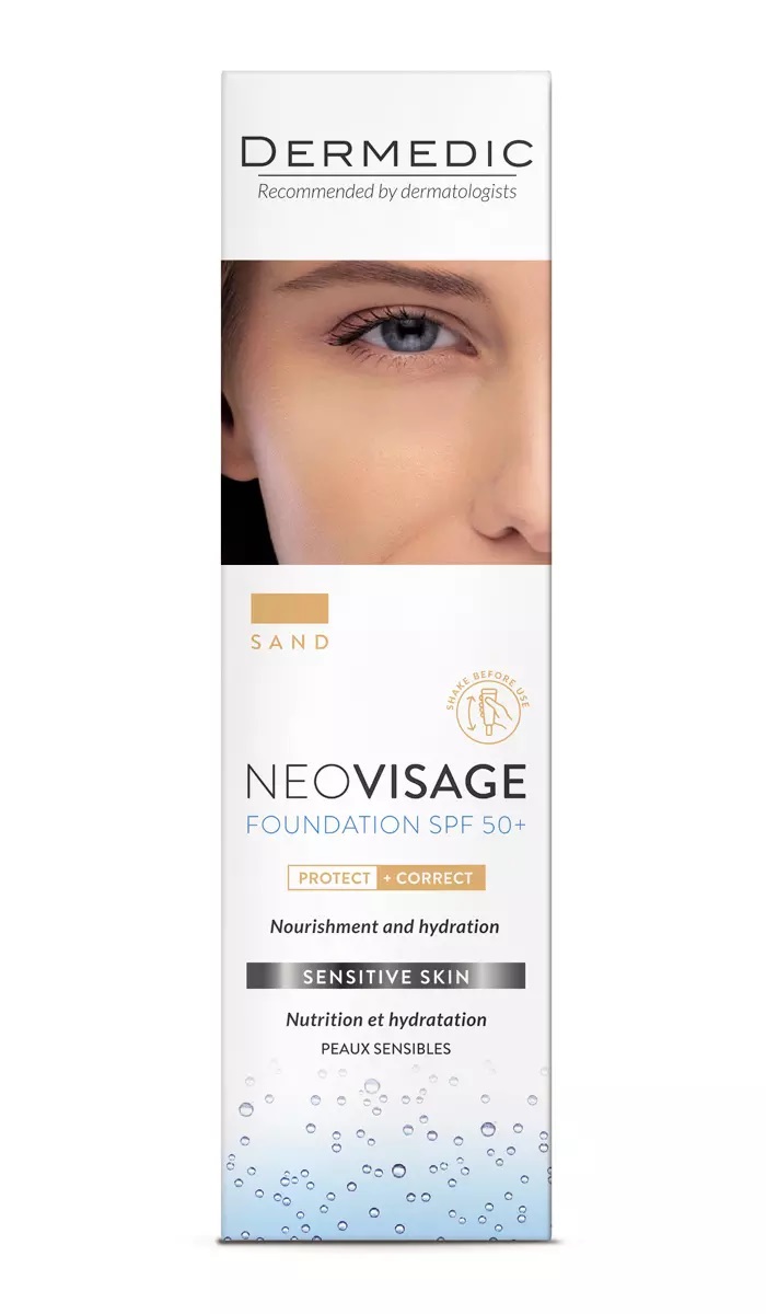 Дермедик NeoVisage Sensitive skin Protect+Correct крем-флюид SPF50+, крем, 30мл, 1 шт, песочного цвета фото