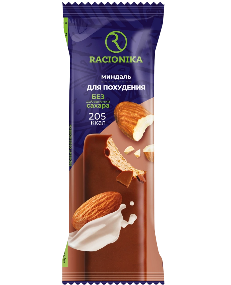 Racionika Diet батончик, 60 г, 1 шт, миндаль, в шоколадной глазури фото