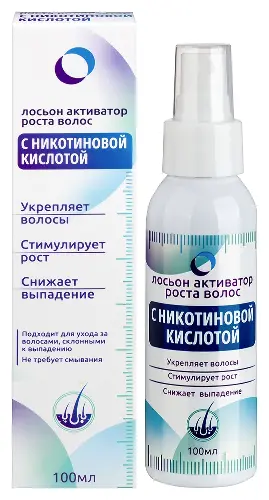 Активатор роста волос с никотиновой кислотой, лосьон, 100 мл, 1 шт. фото