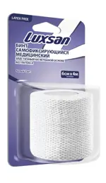 Luxsan Бинт эластичный самофиксирующийся на нетканой основе без латекса, 6 см х 4 м, бинт эластичный, 1 шт, белый фото