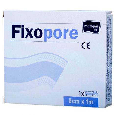 Matopat Fixopore S повязка с впитывающей подушечкой, 8 см х 1 м, повязка стерильная, 1 шт, нетканая основа фото