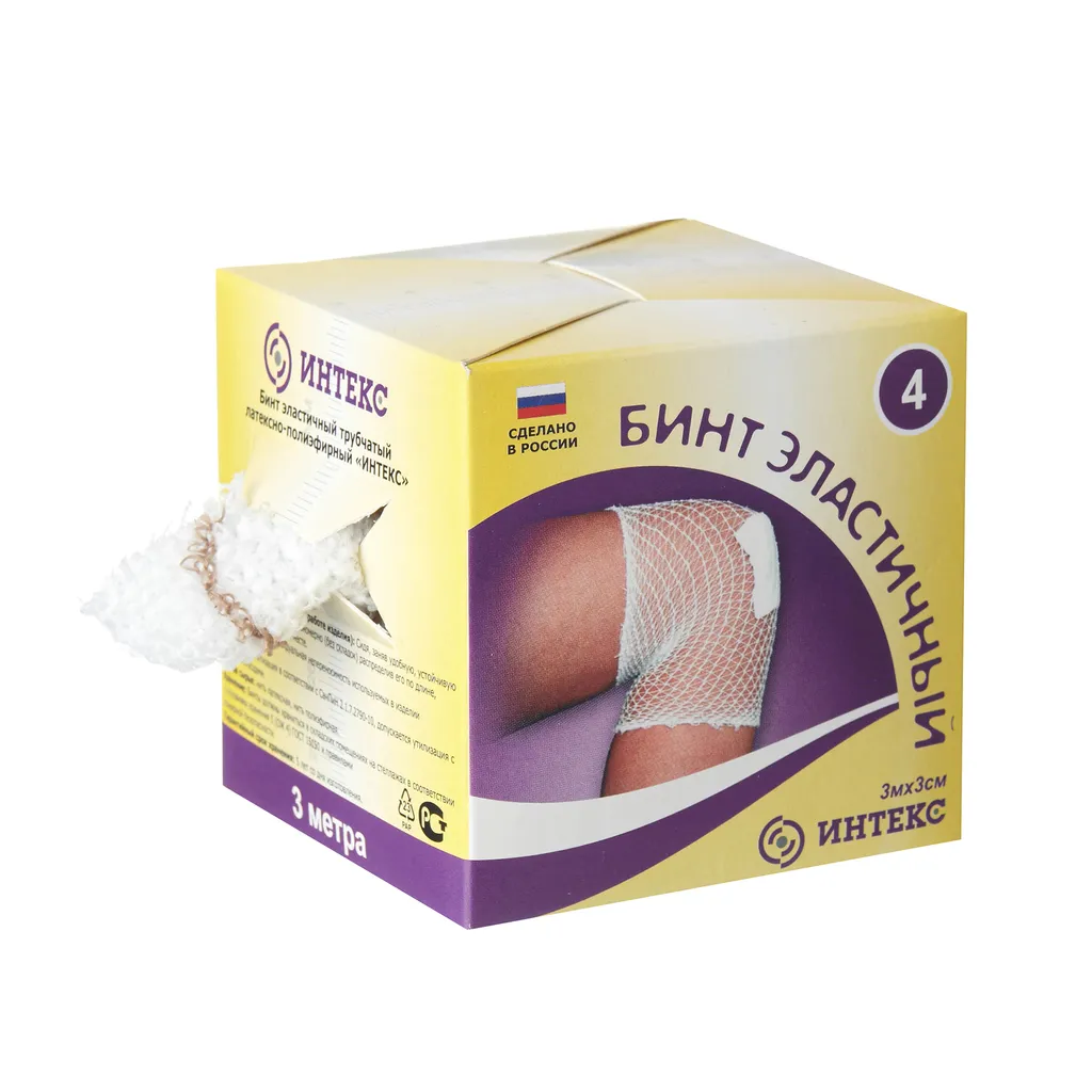 Интекс Бинт эластичный трубчатый, 3 см х 300 см, 1 шт, №4 фото