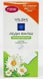 Леди Вилш Прокладки ежедневные нормал, прокладки гигиенические, 20 шт, 2 капли фото