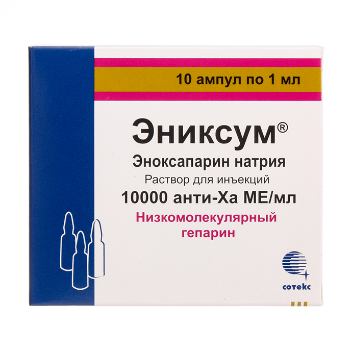 Эниксум, 10000 МЕ (анти-Ха)/мл, раствор для инъекций, 1 мл, 10 шт. фото