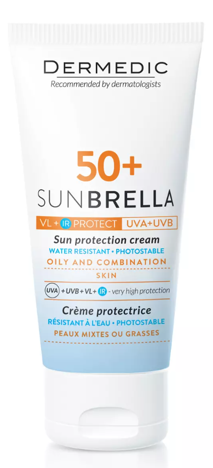 Дермедик Sunbrella Sun Protection Cream Oily and Combination Skin SPF50+, крем, 50 мл, 1 шт, для жирной и комбинированной кожи фото