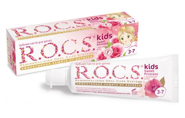 ROCS Kids Sweet princess, паста зубная, 45 г, 1 шт, с ароматом розы, без фтора фото