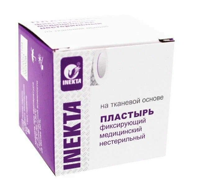 Inekta Лейкопластырь фиксирующий медицинский, 4 см х 500 см, лейкопластырь, 1 шт, тканевая основа фото