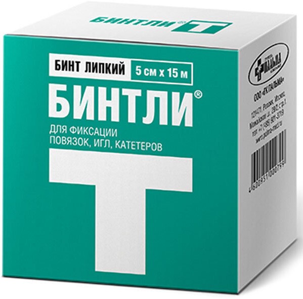 Бинтли Т, бинт липкий фиксирующий, 5 см х 15 м, 1 шт, нетканая основа фото