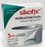 Silkofix Лейкопластырь фиксирующий, 3 см х 500 см, пластырь медицинский, 1 шт, тканевая основа фото
