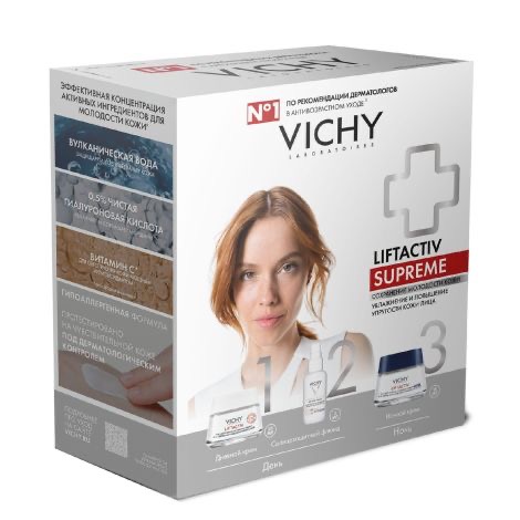 Vichy Liftactiv Supreme дневной крем 50мл + ночной крем 15мл + Capital Soleil флюид SPF 50 3мл, набор, 1 шт. фото
