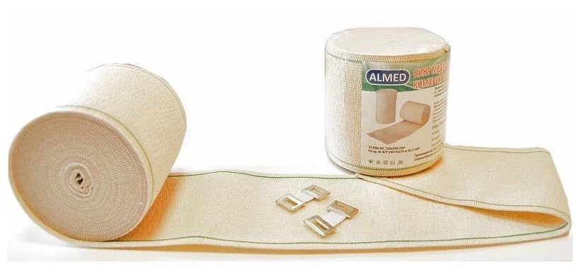 Бинт эластичный медицинский компрессионный, 8 см х 3.5 м, 1 шт, с застежкой, средней растяжимости фото