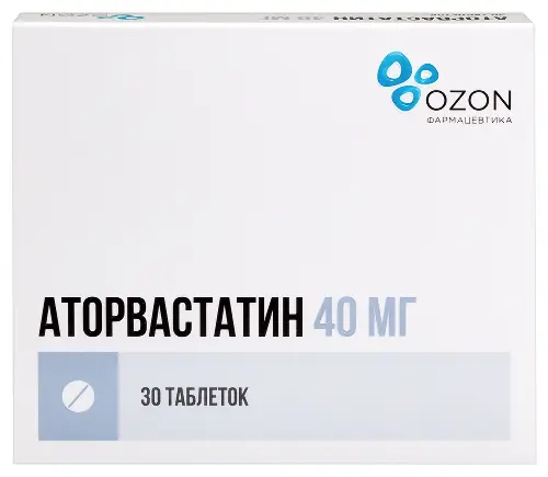 Аторвастатин, 40 мг, таблетки, покрытые пленочной оболочкой, 30 шт. фото