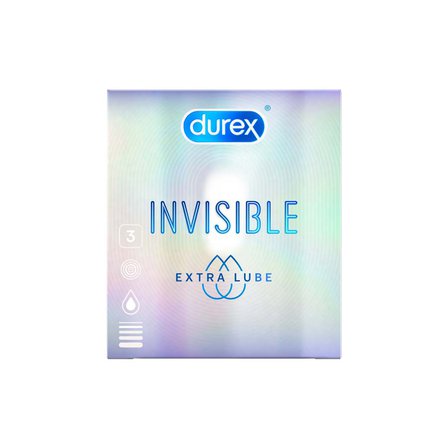 Durex Invisible Extra Lube, презервативы, 3 шт, гладкие фото