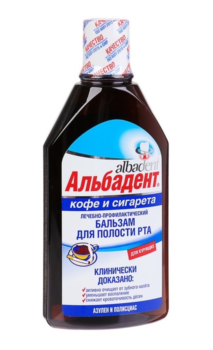 Альбадент бальзам для полости рта Кофе и сигарета, бальзам для полости рта, 400 мл, 1 шт. фото