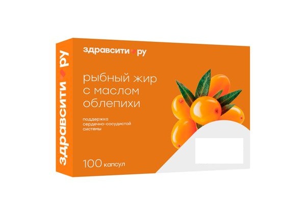 Здравсити Рыбный жир с маслом облепихи, капсулы, 100 шт. фото