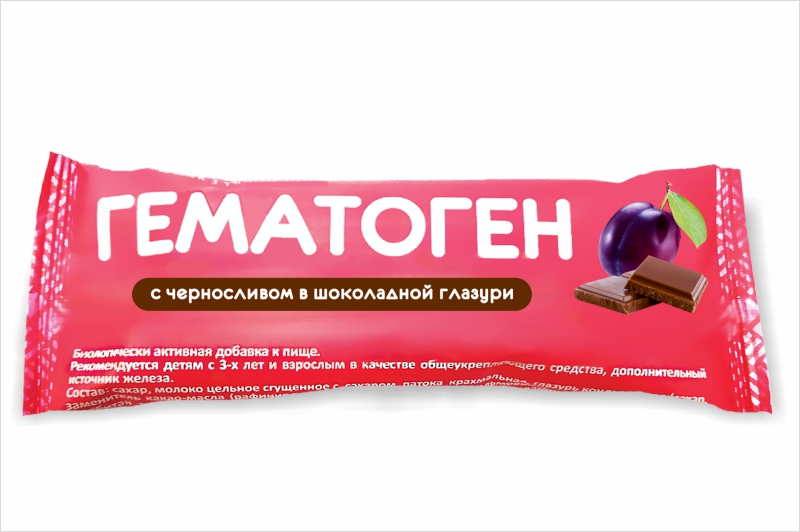 Гематоген, плитка, 45 г, 1 шт, с черносливом в шоколадной глазури фото