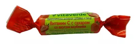 Vitaverde Аскорбинка с сахаром, таблетки жевательные, 10 шт, клубника фото