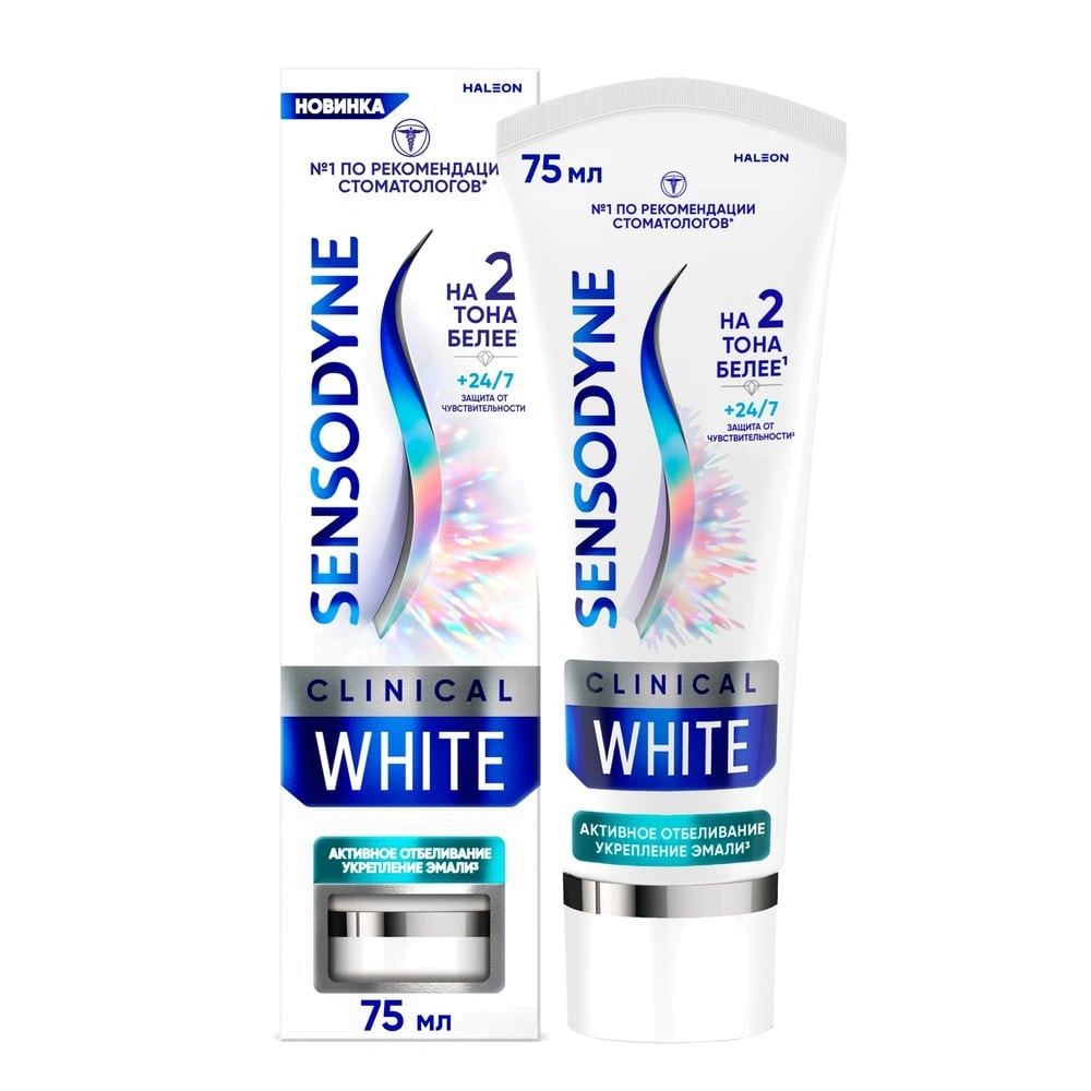 Sensodyne Clinical White Зубная паста Активное отбеливание укрепление эмали, паста зубная, 75 мл, 1 шт. фото