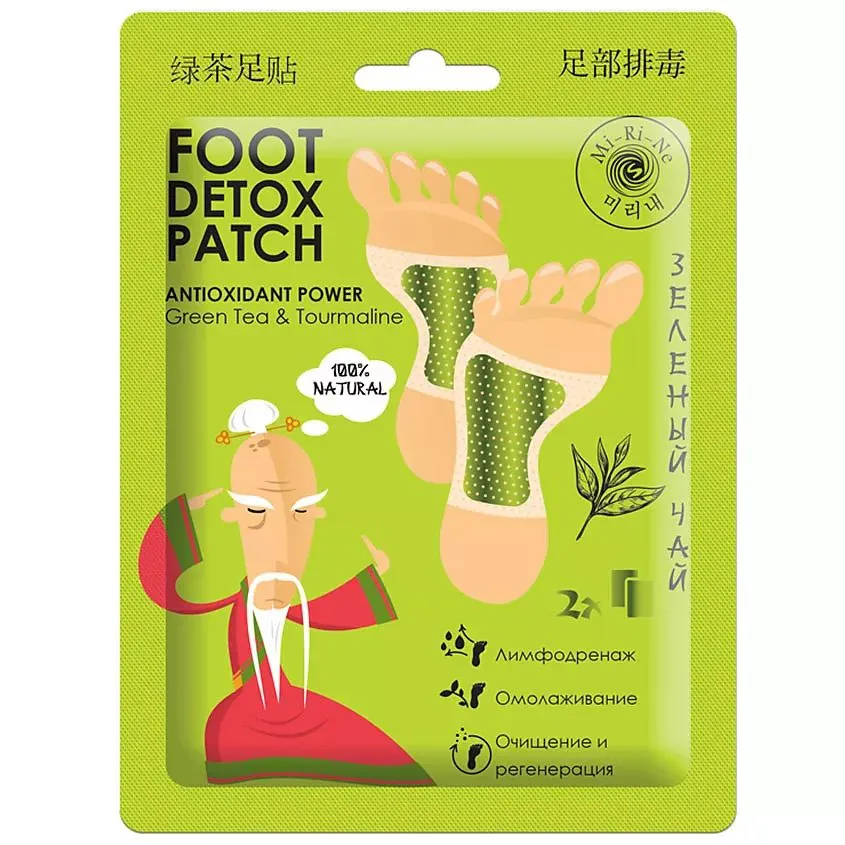 Mi-Ri-Ne Foot Detox Patch Детокс-патчи для ног, пластырь, 2 шт, зеленый чай фото