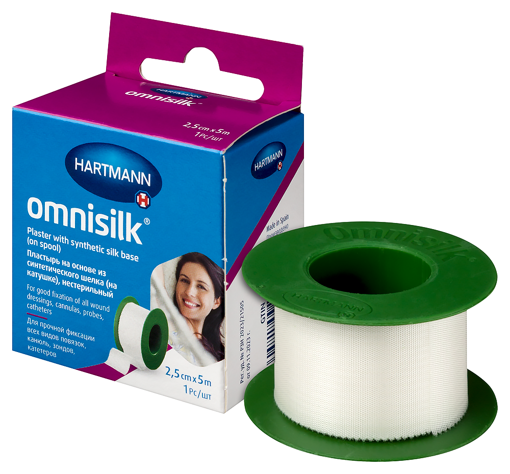 Omnisilk Пластырь фиксирующий, 2.5 см х 500 см, пластырь медицинский, 1 шт, шелковая основа фото