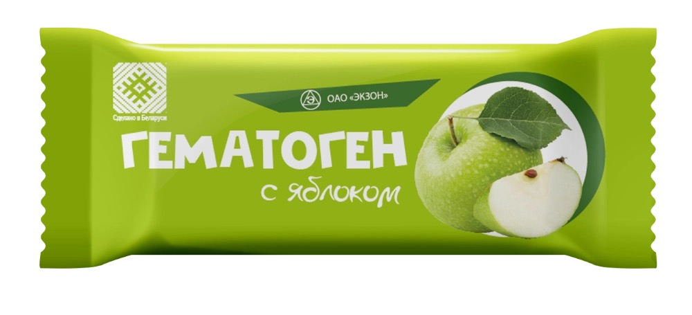 Гематоген, плитка, 40 г, 1 шт, яблоко фото