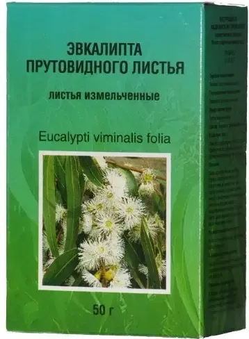 Эвкалипта прутовидного листья, сырье растительное измельченное, 50 г, 1 шт. фото