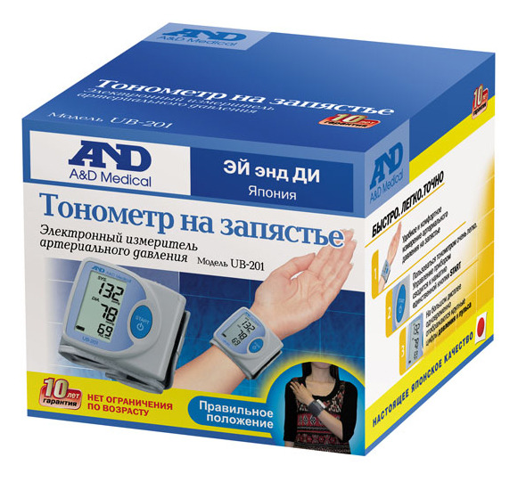 Тонометр автоматический AND UB-201 на запястье, 1 шт. фото