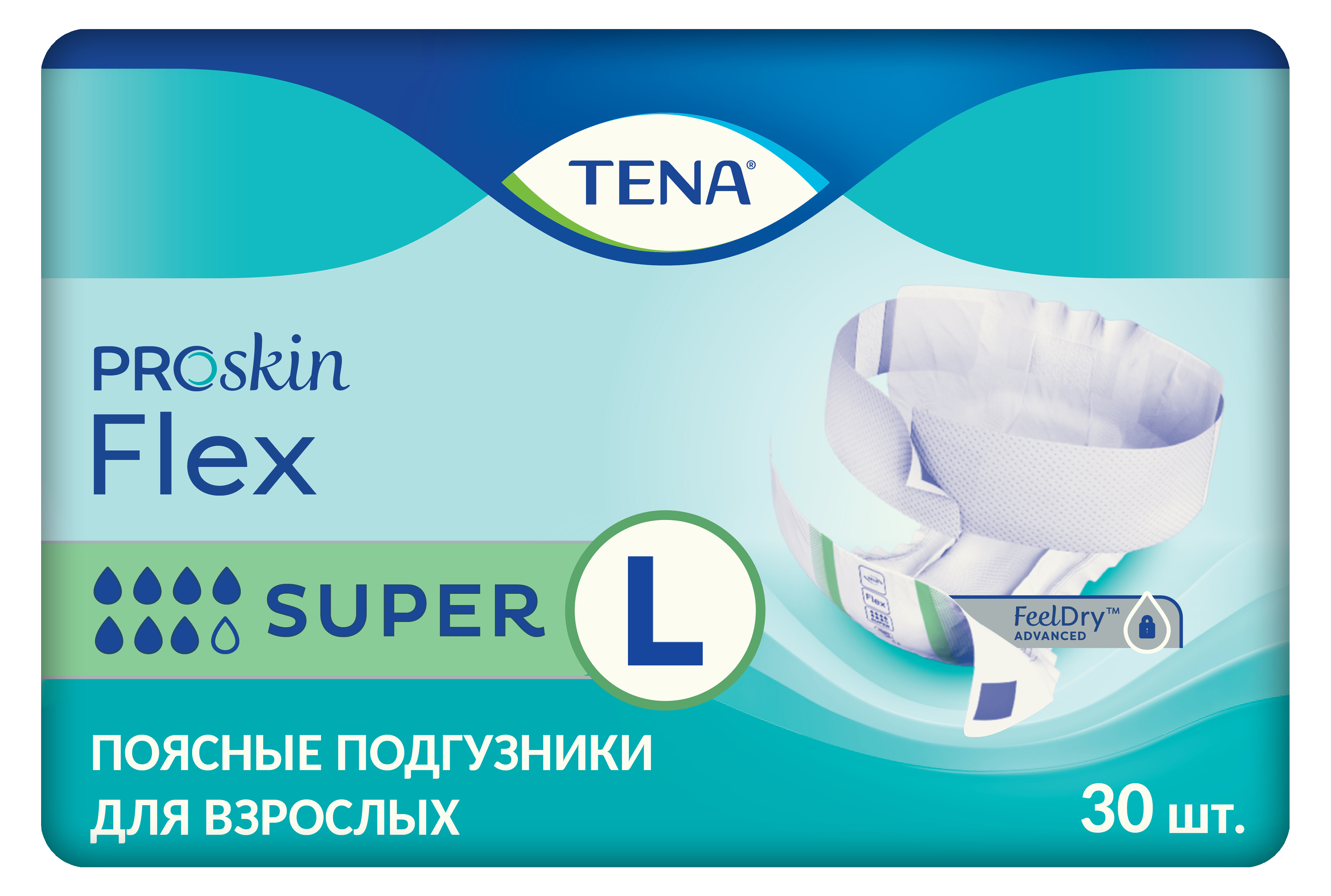 Tena Flex Super Подгузники для взрослых, Large L (3), 30 шт, 83-120 см фото