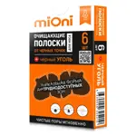 MiOni Полоски для носа от чёрных точек очищающие, 6 шт, черный уголь фото