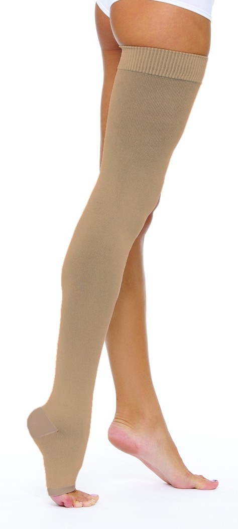 Чулок компрессионный до бедра с открытым мыском, 1 класс компрессии, р. 5, 1 шт, телесного цвета фото