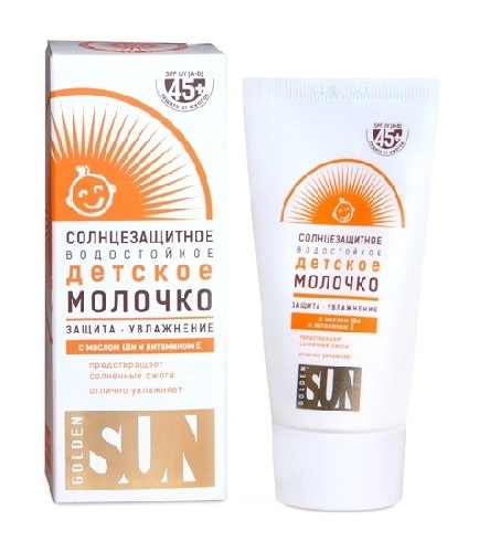 Golden Sun Молочко солнцезащитное водостойкое детское, молочко, 40 мл, 1 шт, SPF 45 фото
