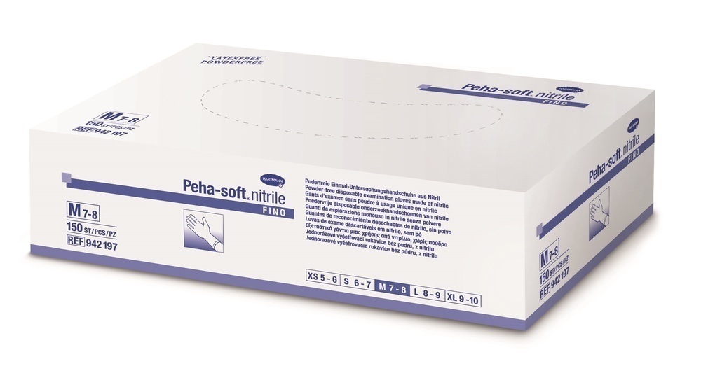 Peha-Soft Nitrile Fino Перчатки смотровые нитриловые нестерильные, Medium M (7-8), пара, 75 шт. фото