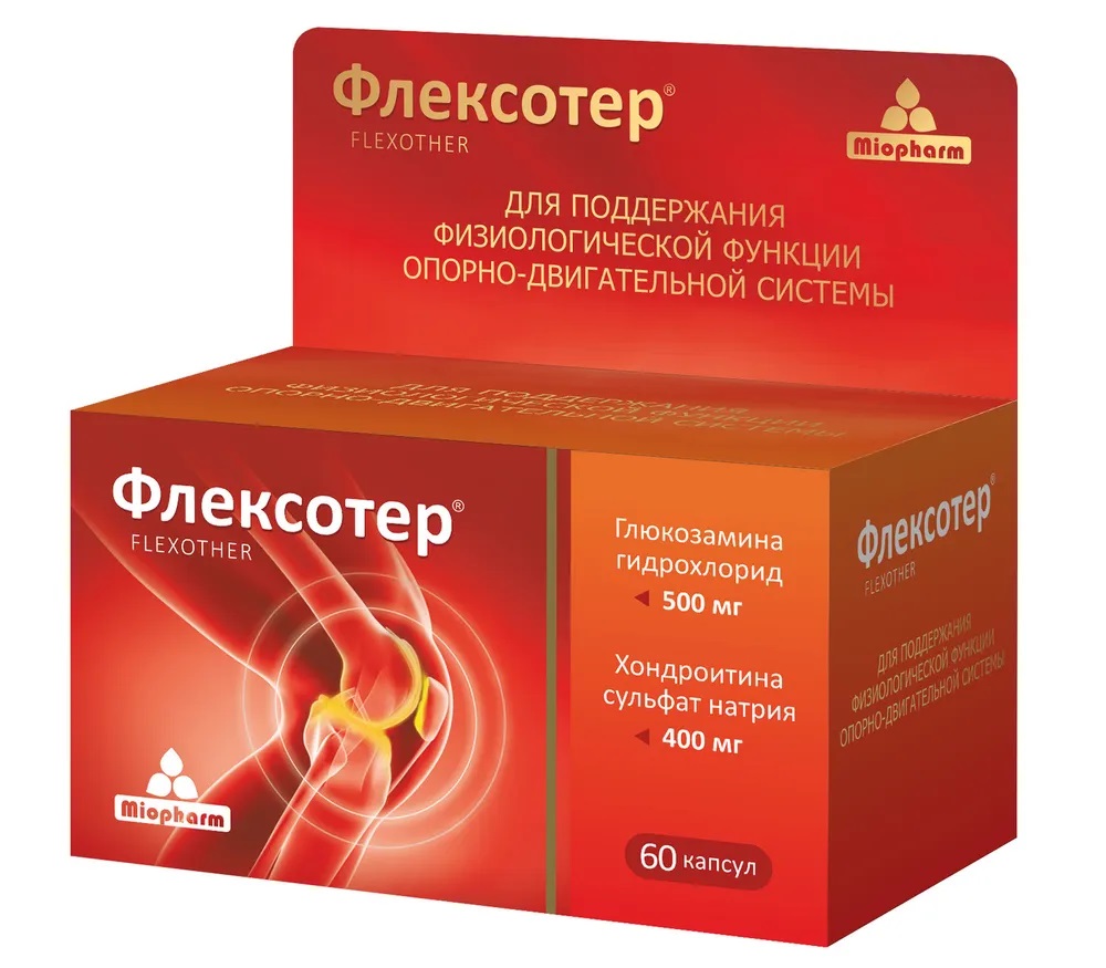 Флексотер, 500 мг + 400 мг, капсулы, 60 шт. фото