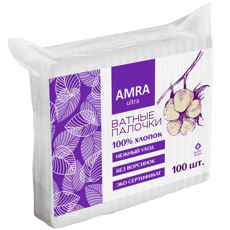 Amra Ultra, ватные палочки в пакете, 100 шт. фото