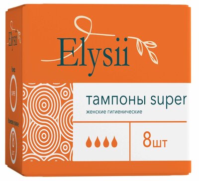 Elysii Super тампоны, тампоны женские гигиенические, 8 шт, 4 капли фото