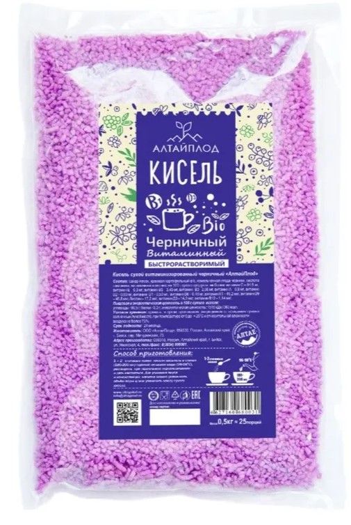 АлтайПлод Кисель витаминизированный, кисель, 500 г, 1 шт, черничный фото