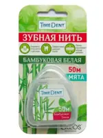 TimeDent зубная нить бамбуковая, 50 м, нить зубная, 1 шт, белая фото