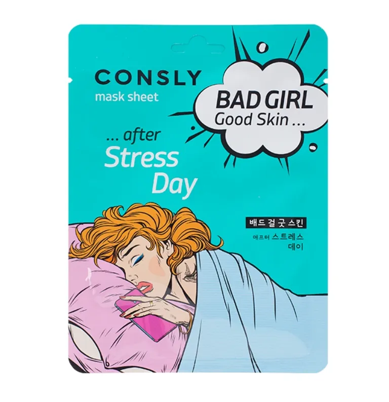 Consly bad girl good skin маска тканевая после тяжелого дня, маска для лица, 23 мл, 1 шт. фото