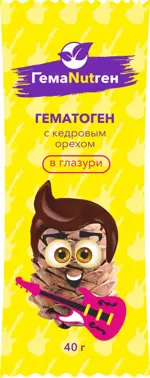 Гемаnutген Гематоген, плитка, 40 г, 1 шт, с кедровым орехом в глазури фото