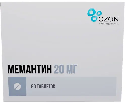 Мемантин, 20 мг, таблетки, покрытые пленочной оболочкой, 90 шт. фото