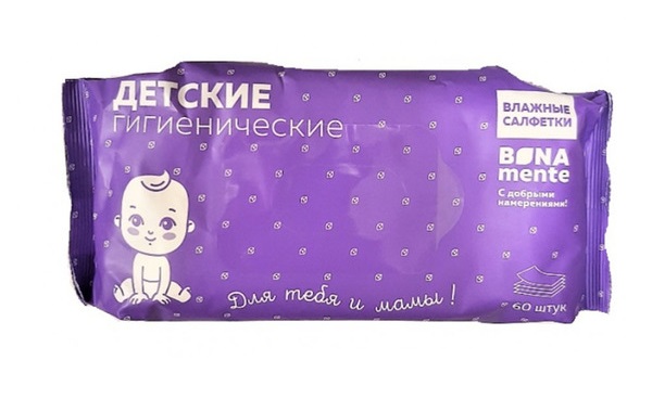 Bona Mente! Салфетки влажные детские, 60 шт. фото
