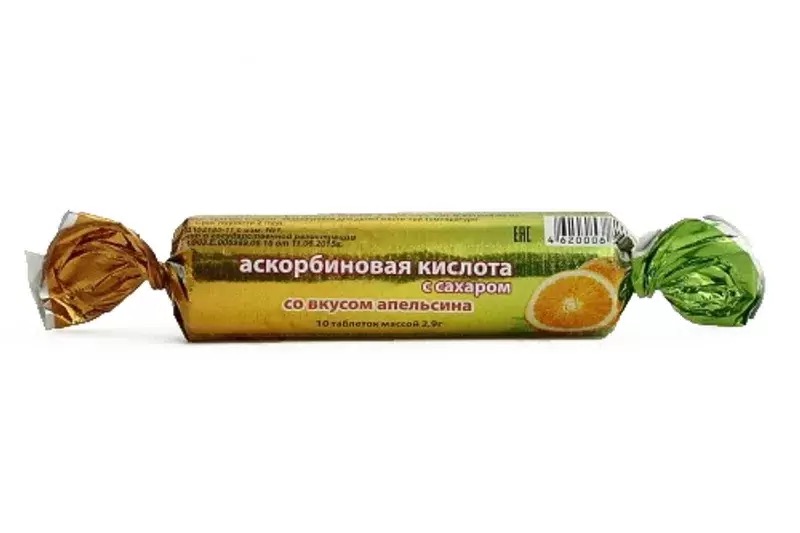 Аскорбиновая кислота с сахаром Эко, таблетки, 10 шт, апельсин фото