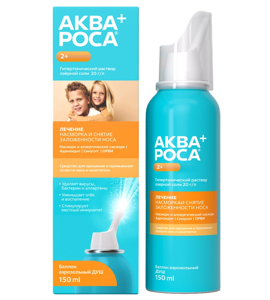 АкваРоса+ Cредство для орошения и промывания носа, 2%, раствор гипертонический, 150 мл, 1 шт, душ фото